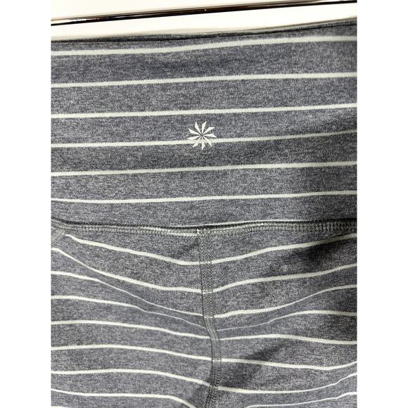 Athleta Salutation Leggings Gray Stripe High Rise 7/8 Powervita Size M - Picture 5 of 8